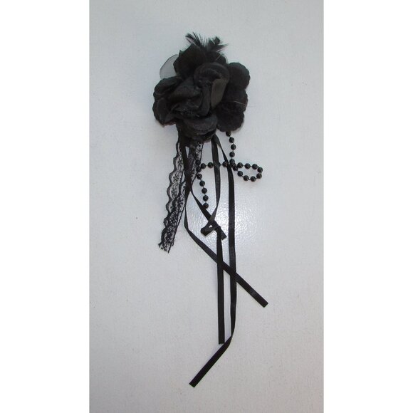 Black Jacquard Lace Ruffle Skirted Corset Dress - NEW - Picture 5 of 13